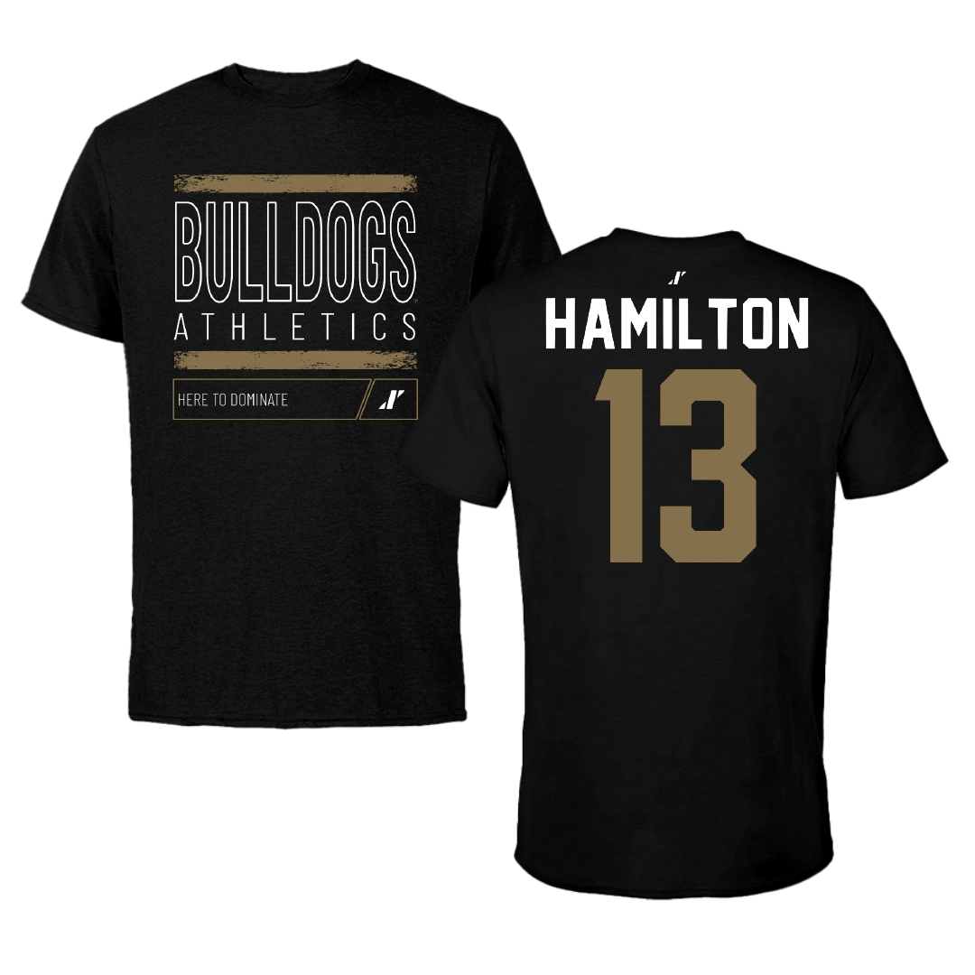 Bryant University Football Black Dominate Tee - #13 Kaden Hamilton
