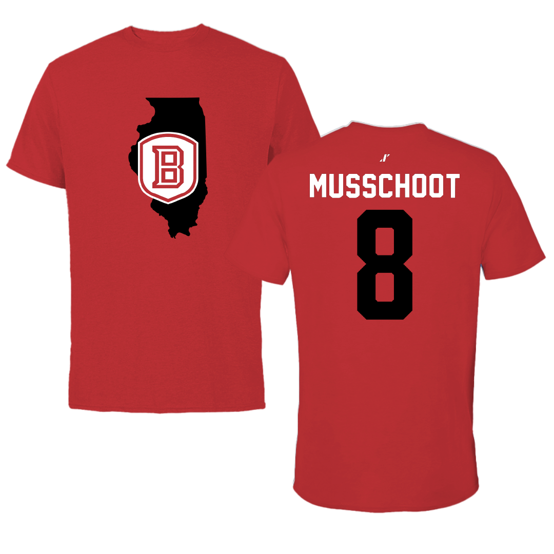 Bradley University Soccer Red State Tee - #8 Cohen Musschoot