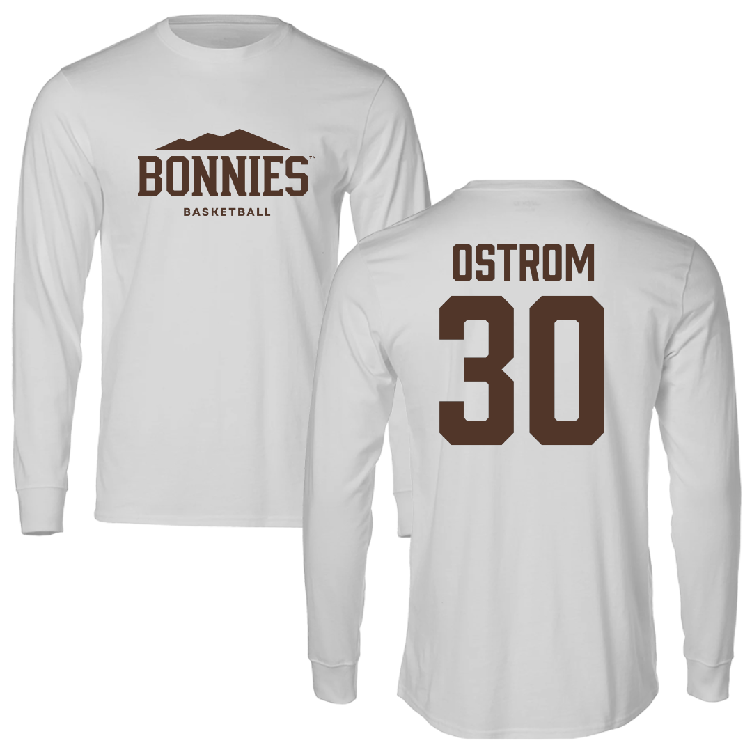 St. Bonaventure University Basketball Light Gray Performance Long Sleeve - #30 Broek Ostrom