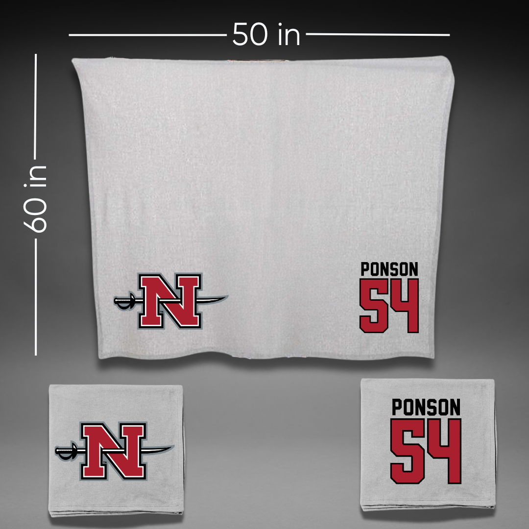 Nicholls State University Football Gray Blanket - #54 Aaron Ponson