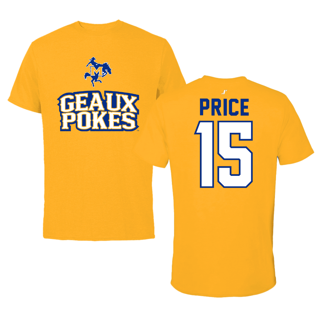 McNeese State University Football Gold General Tee - #15 Maurquel Price