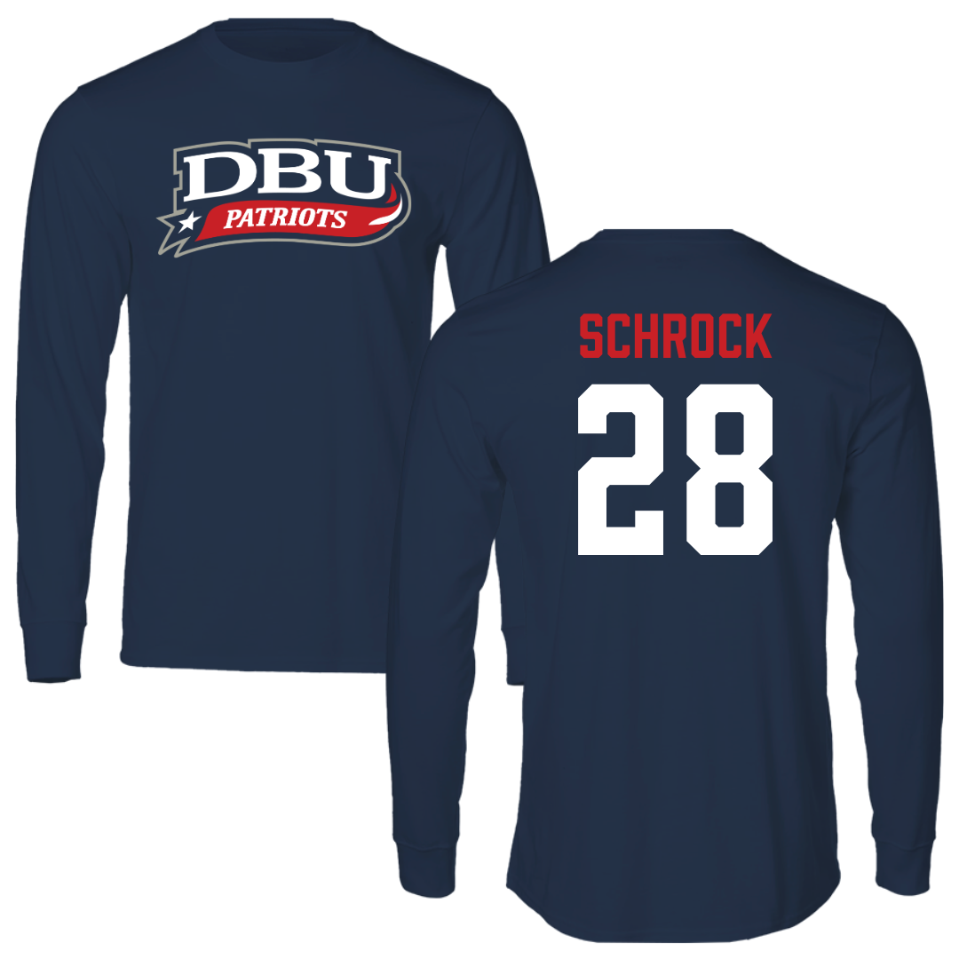 Dallas Baptist University Soccer Navy Performance Long Sleeve - #28 Sophia Schrock