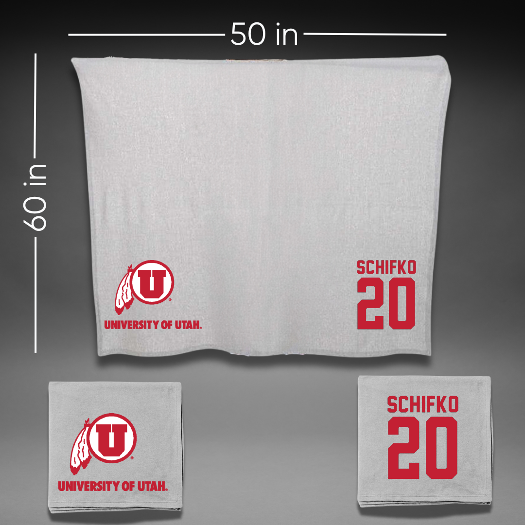 University of Utah Lacrosse Gray Blanket - #20 Tyler Schifko