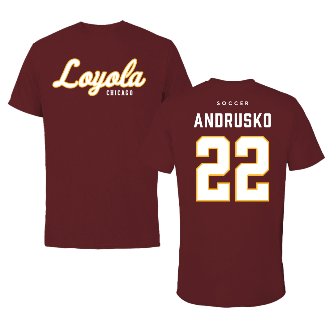 Loyola University-Chicago Soccer Maroon Loyola Tee - #22 Matthew Andrusko