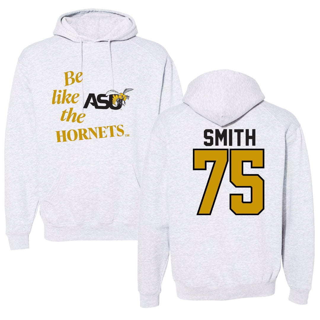 Alabama State University Football Light Gray Be Like Us Hoodie - #75 Cameron Smith