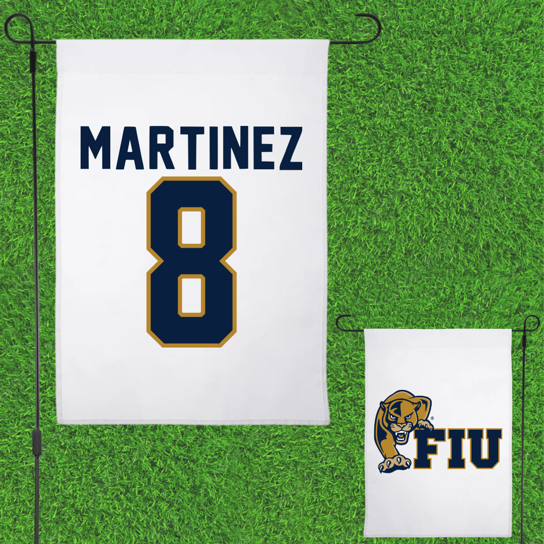 Florida International University Baseball White Garden Flag - #8 Andre Martinez