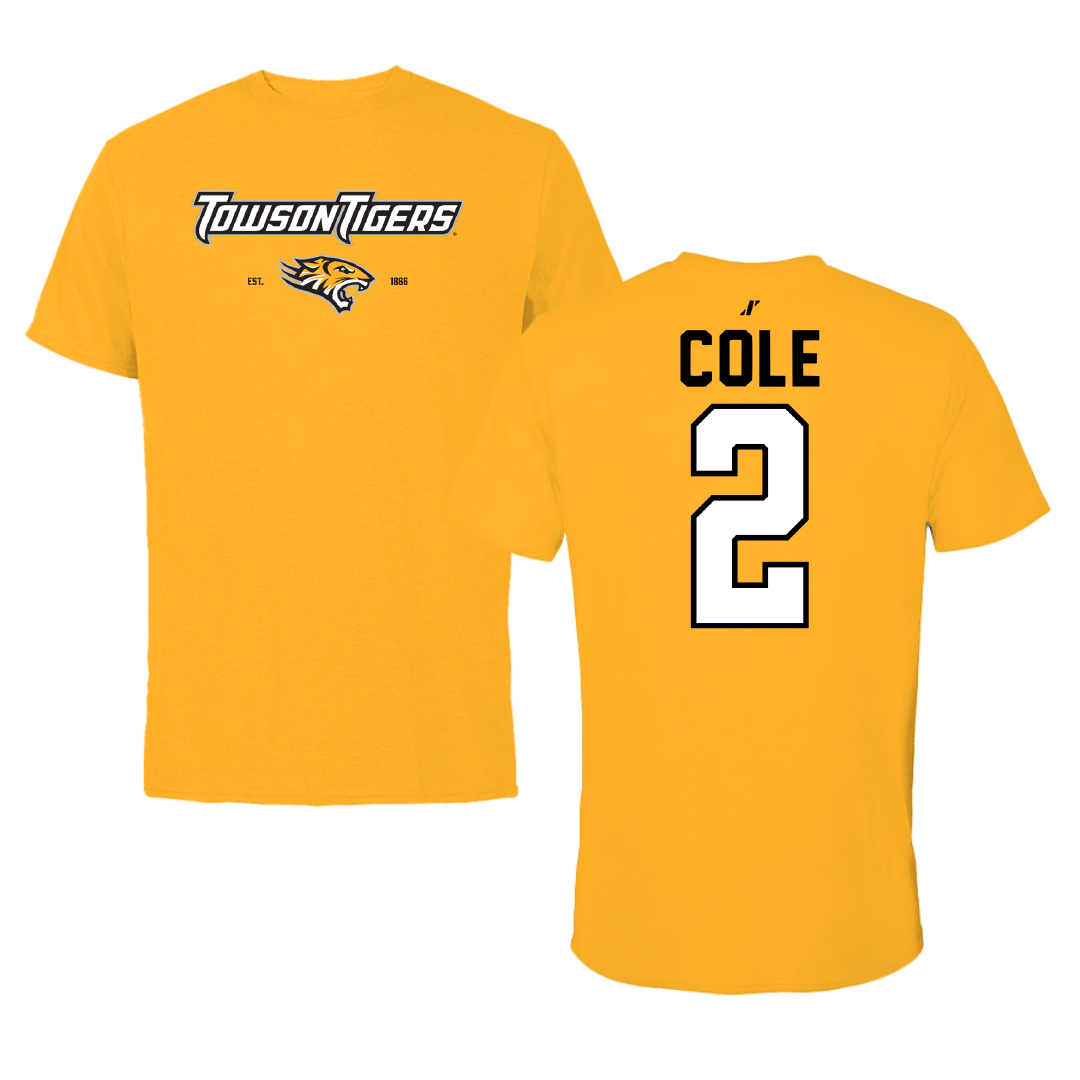 Towson University Basketball Gold General Tee - #2 Jaiden Cole
