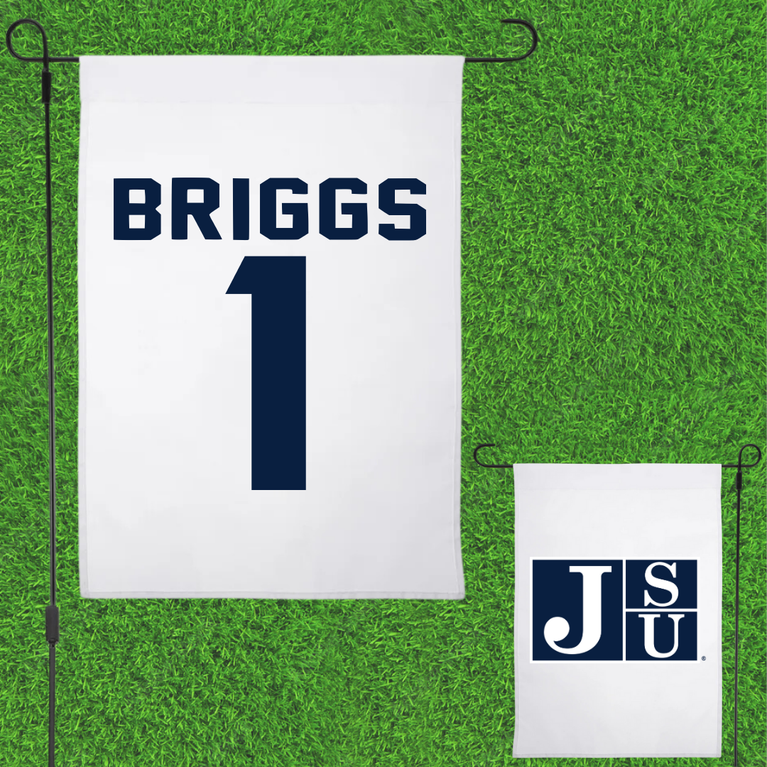 Jackson State University Volleyball White Garden Flag - #1 Hope Briggs