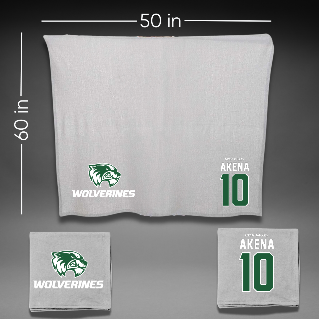 Utah Valley University Basketball Gray Blanket - #10 Simon Akena