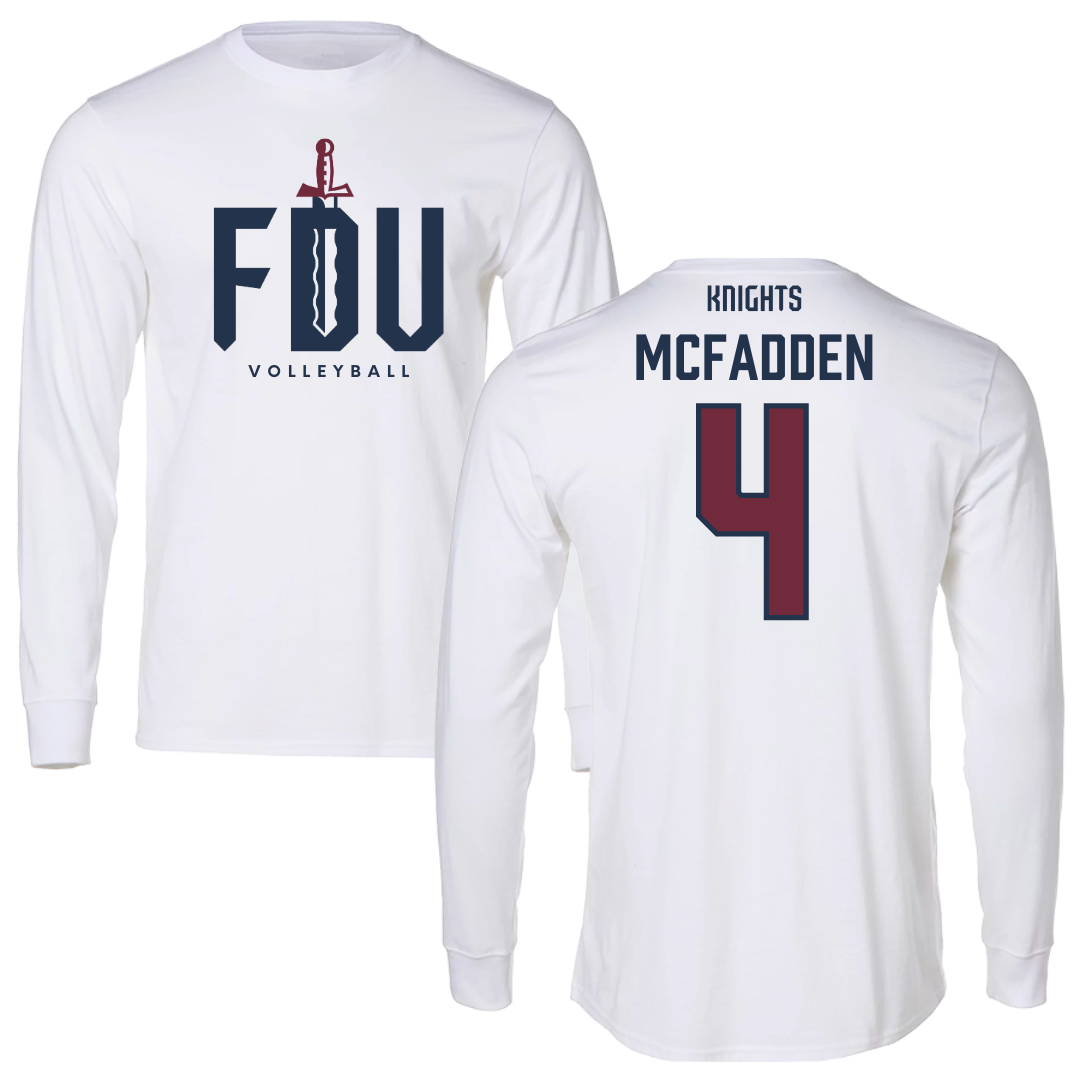 Fairleigh Dickinson University-Metropolitan Campus Volleyball White Long Sleeve - #4 Dylan McFadden