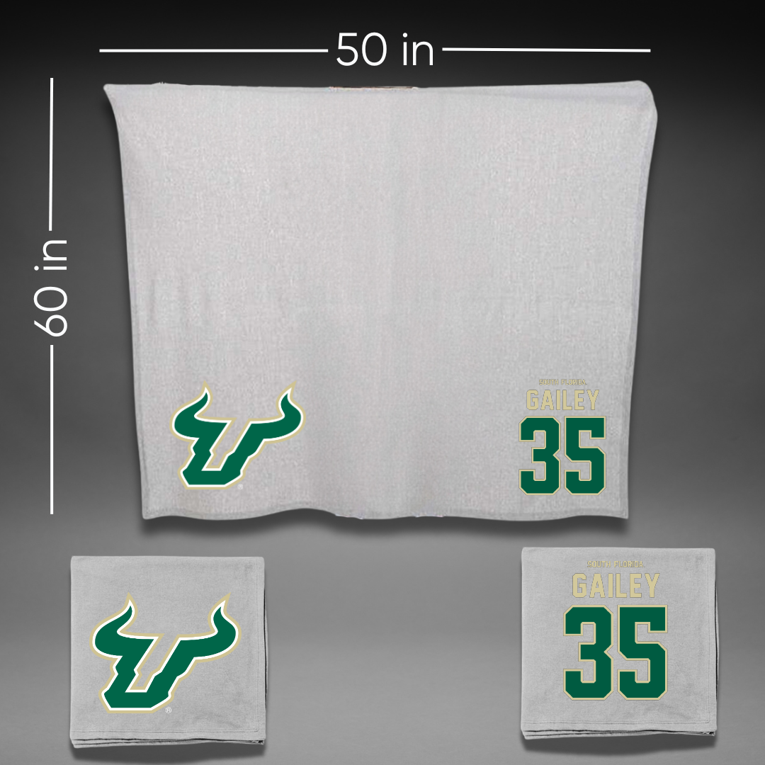 University of South Florida Baseball Gray Blanket - #35 Lawson Gailey