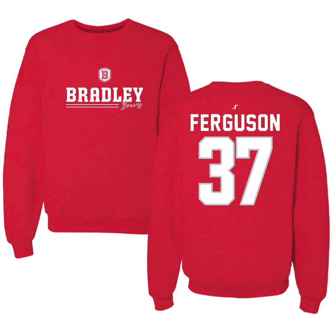 Bradley University Soccer Red General Crewneck - #37 Ian Ferguson