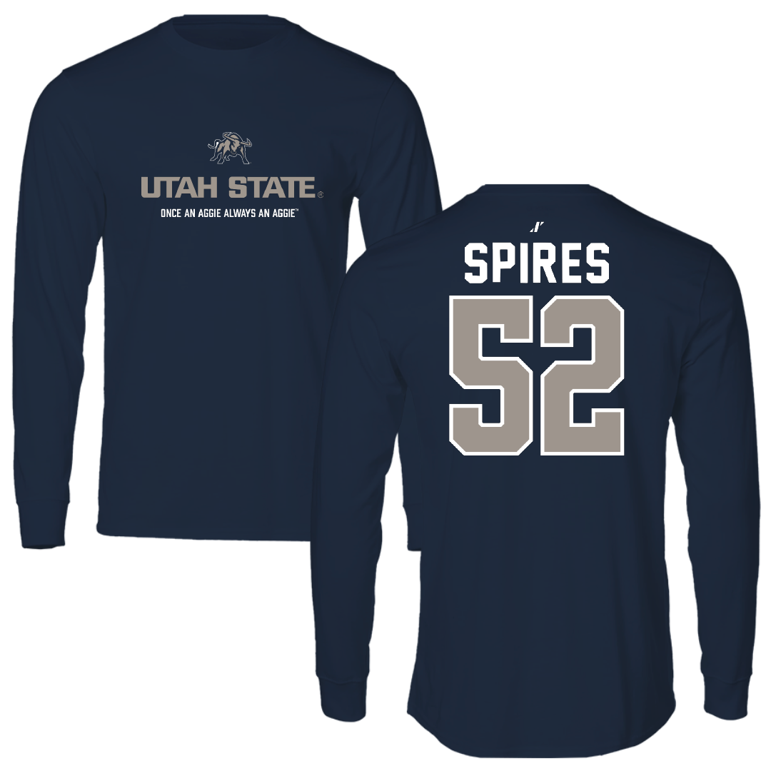 Utah State University Football Navy General Long Sleeve - #52 Blaine Spires