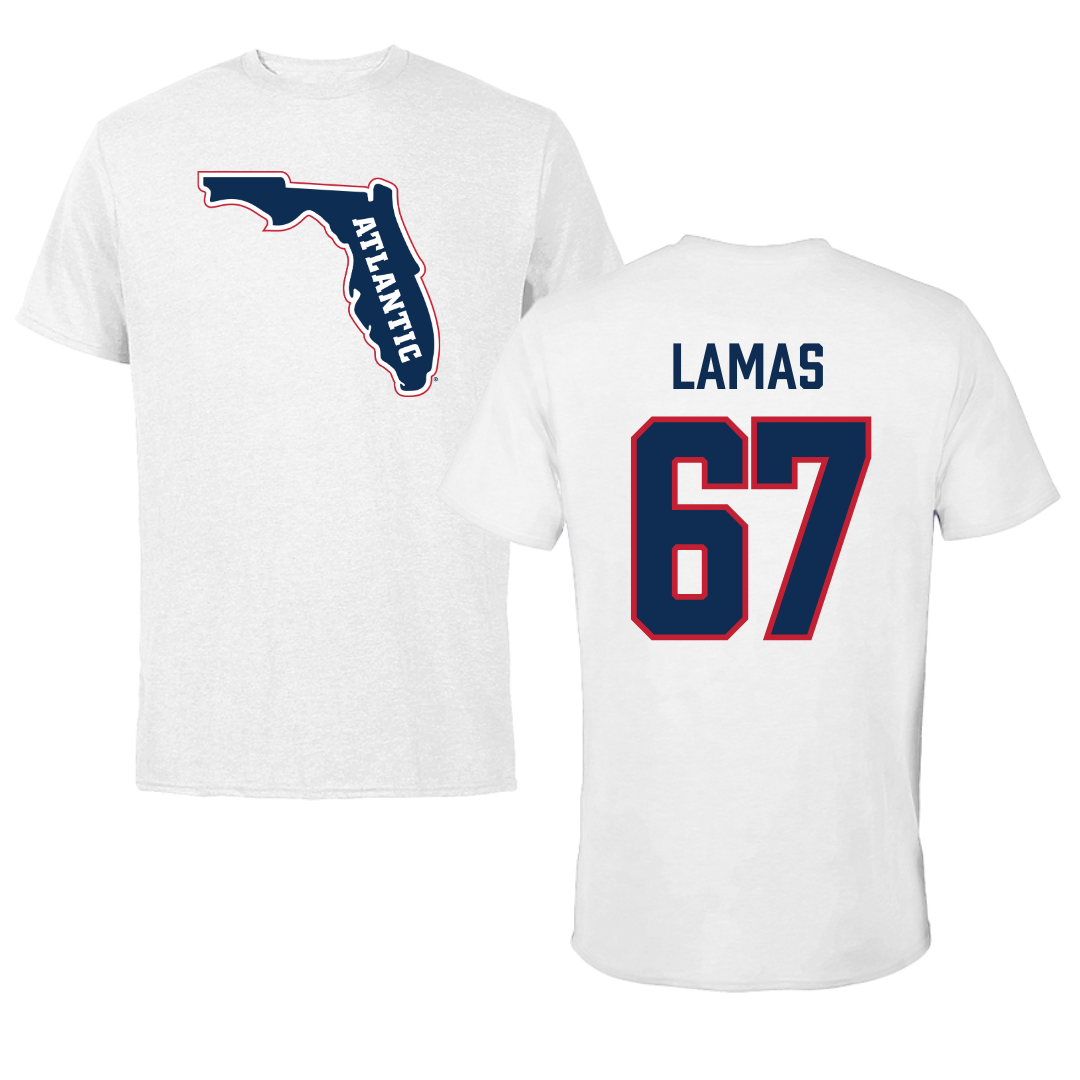 Florida Atlantic University Football White Tee - #67 Andre Lamas