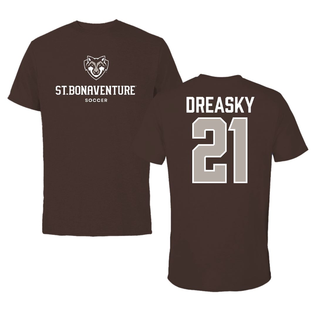 St. Bonaventure University Soccer Brown Bonnies Tee - #21 Avery Dreasky