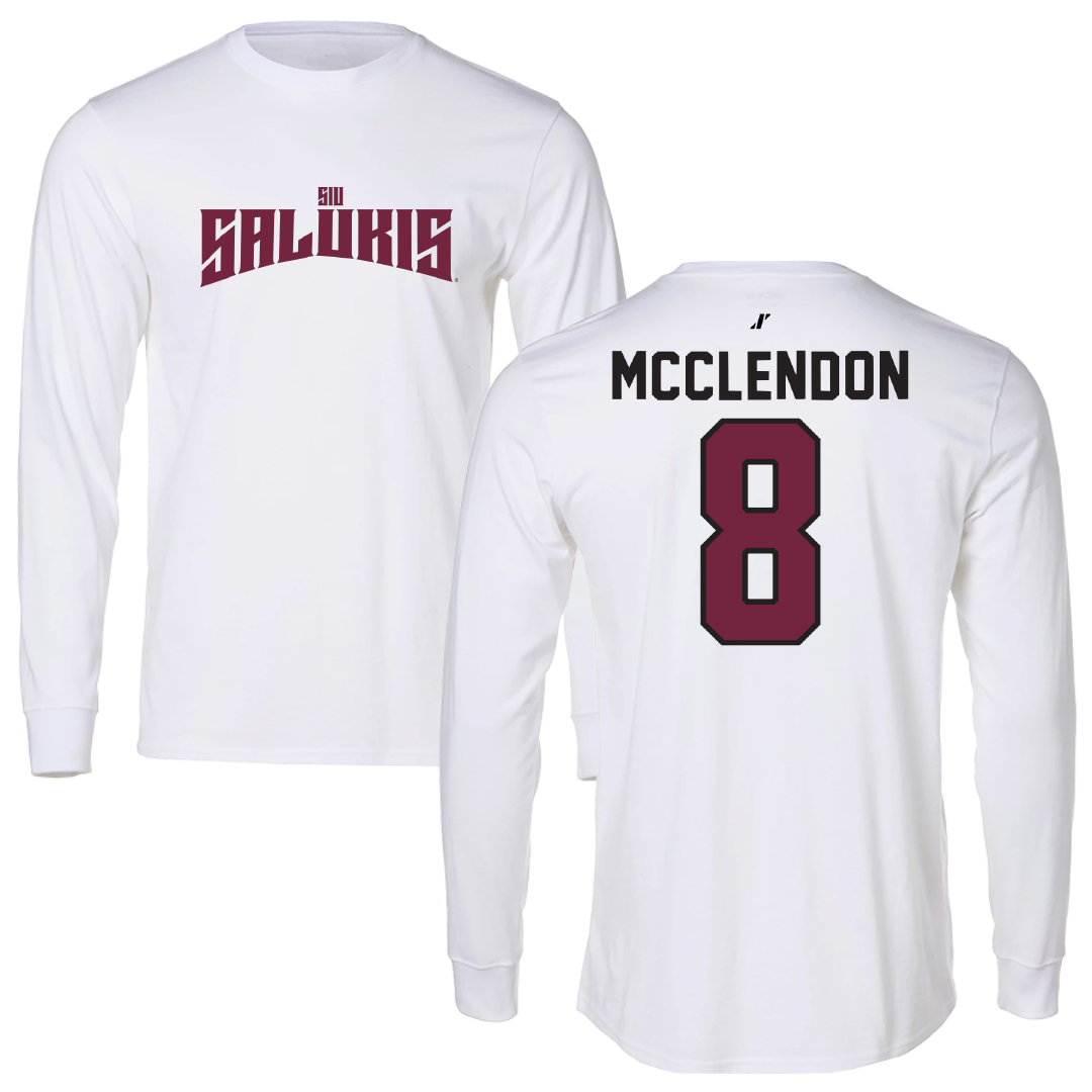 Southern Illinois University at Carbondale Football White Classic Performance Long Sleeve - #8 Jeremiah McClendon