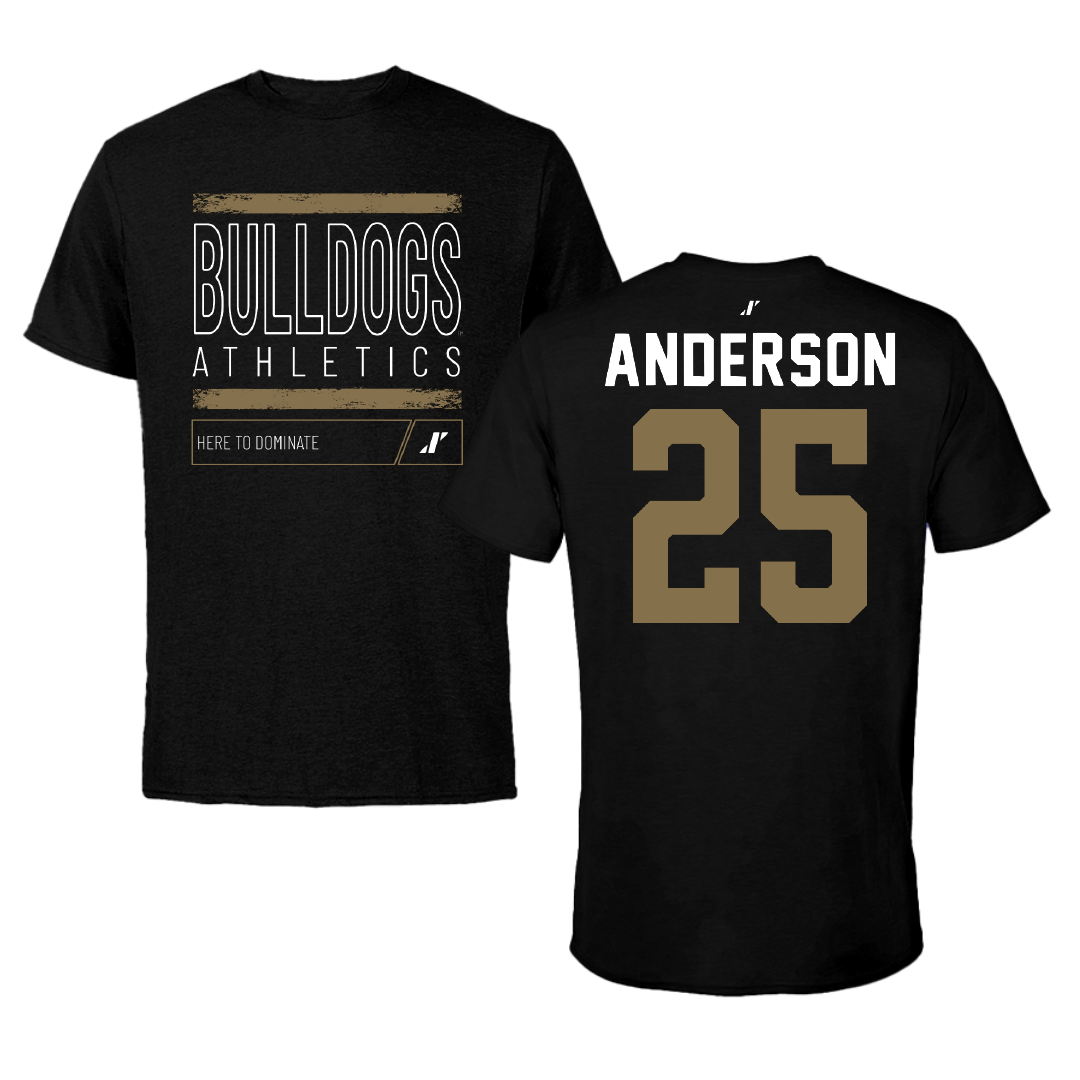 Bryant University Football Black Dominate Tee - #25 Devon Anderson
