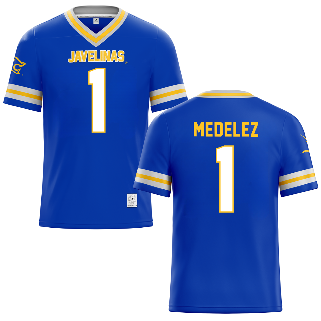 Texas A&M University-Kingsville Blue Football Jersey - Christopher Medelez