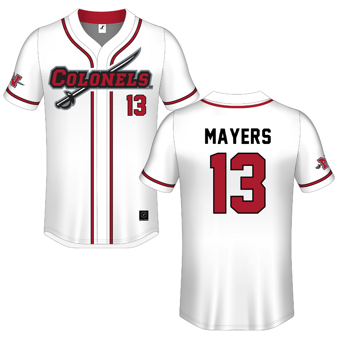 Nicholls State University White Button-Down Jersey - #13 Jacob Mayers