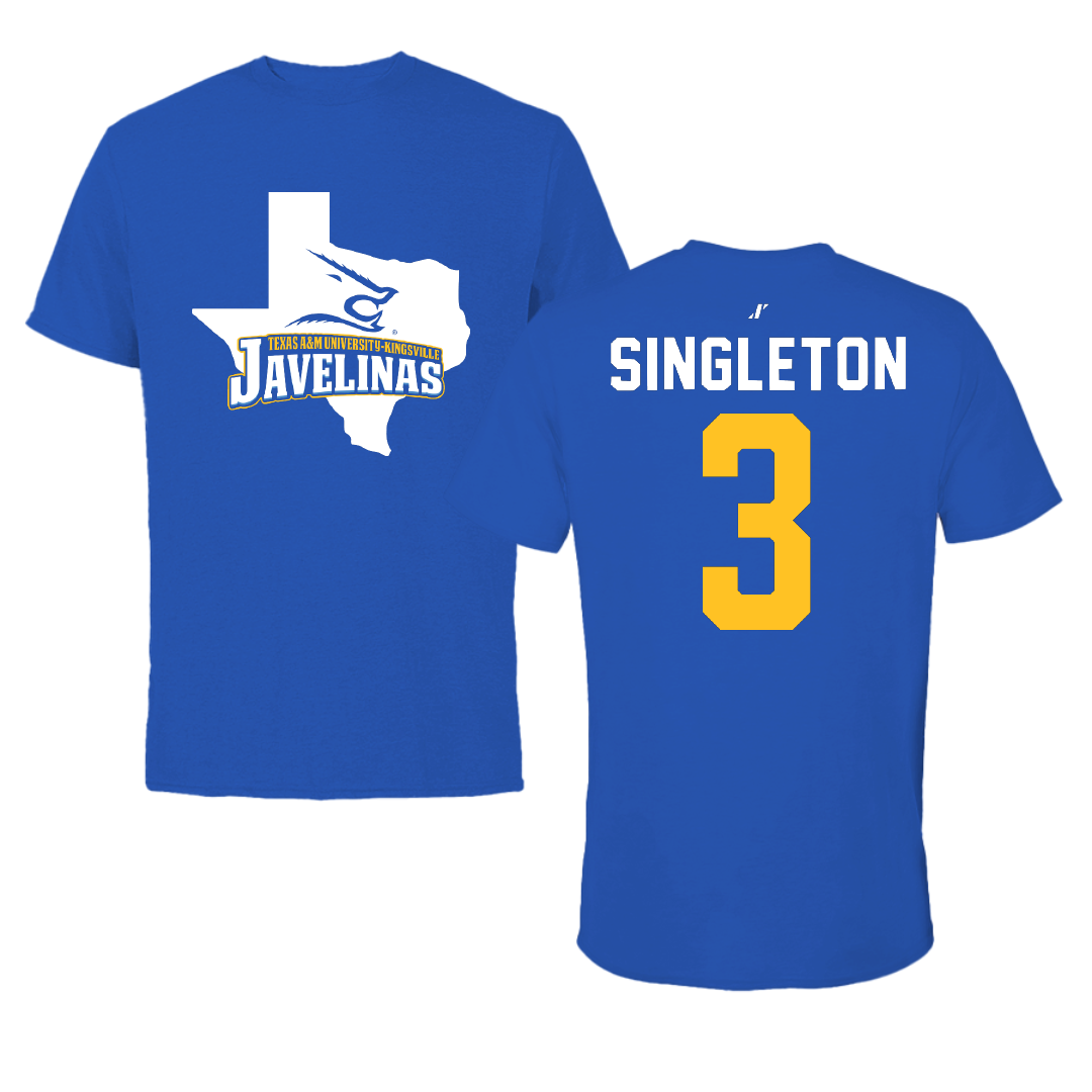Texas A&M University-Kingsville Basketball Blue State Tee - #3 Allen Singleton