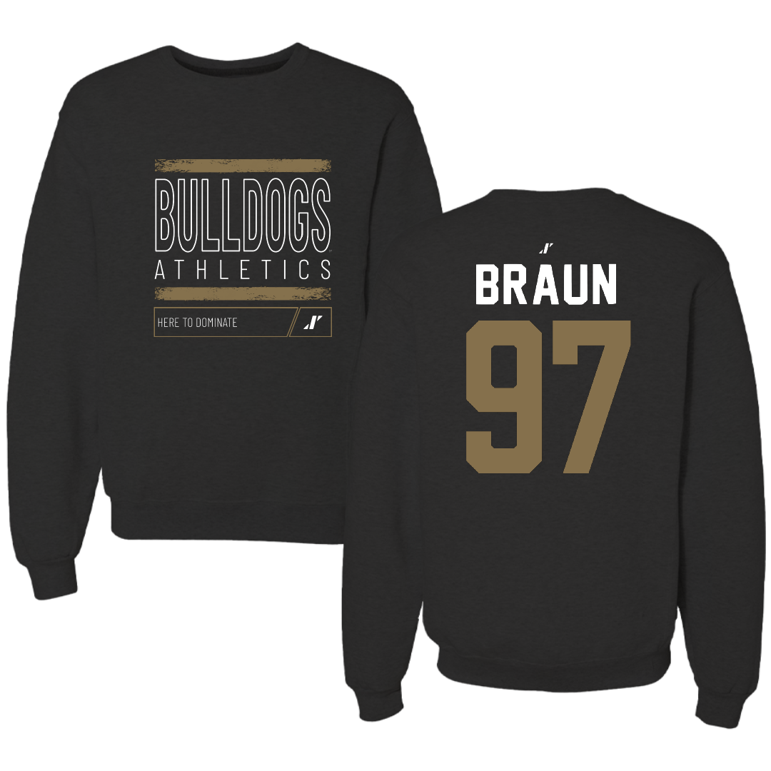 Bryant University Lacrosse Black Dominate Crewneck - #97 Cole Braun