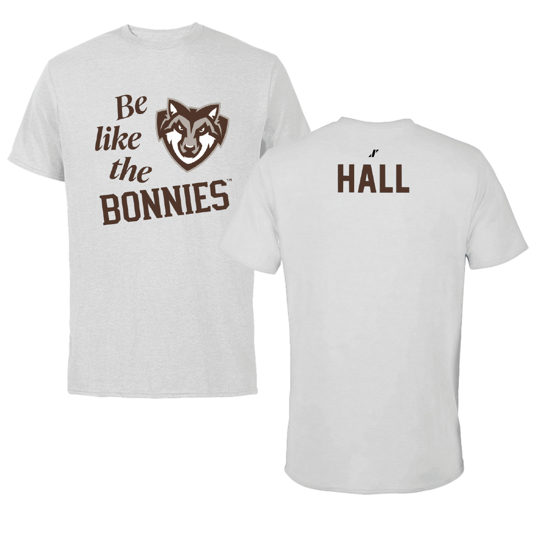 St. Bonaventure University Swimming & Diving Light Gray Be Like Us Tee - Aiden Hall