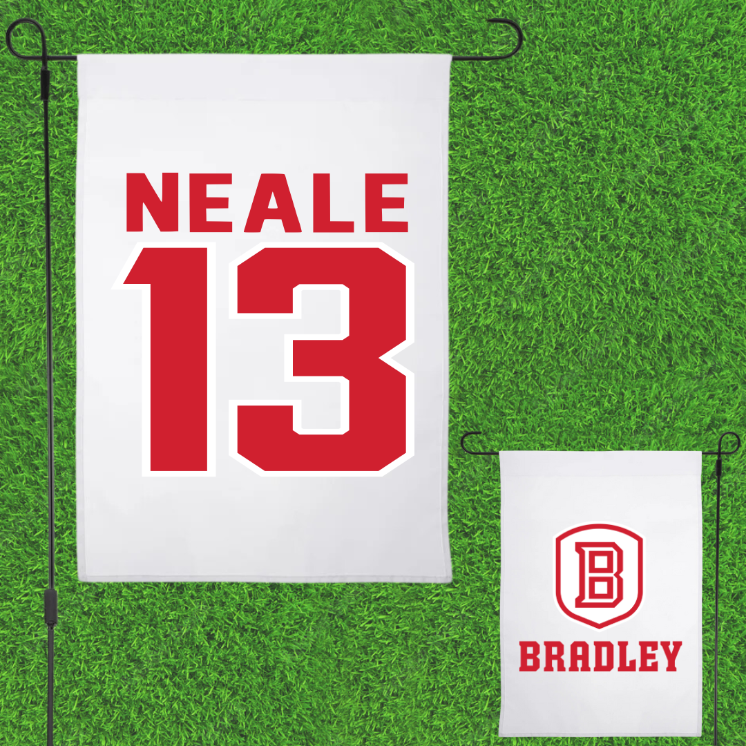 Bradley University Basketball White Garden Flag - #13 Sheyene Neale