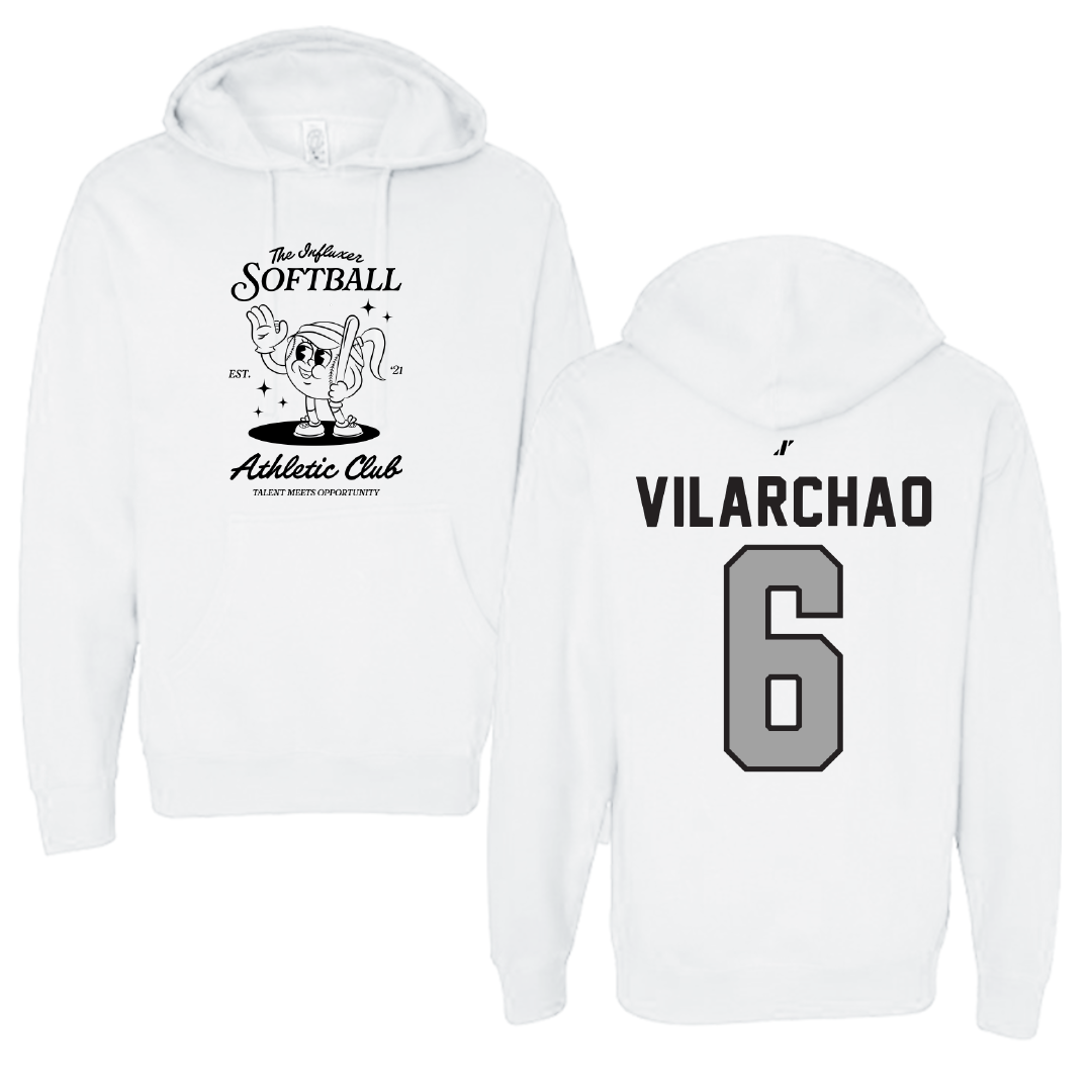 Softball White Influxer Athletic Club Hoodie - #6 Victoria Vilarchao