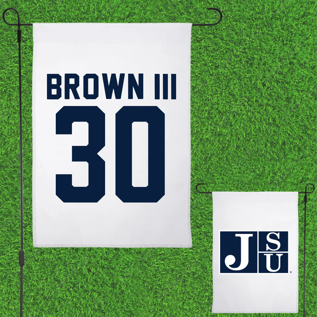 Jackson State University Football White Garden Flag - #30 John Brown III
