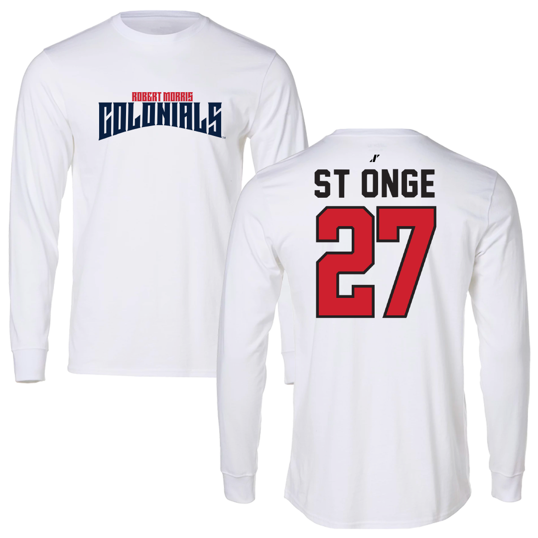 Robert Morris University Ice Hockey White Classic Long Sleeve - #27 Rylee St Onge