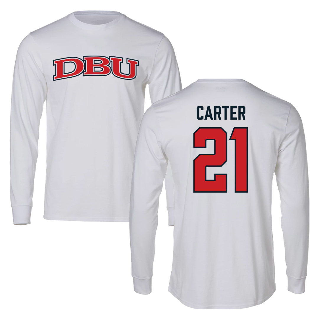 Dallas Baptist University Soccer White Long Sleeve - #21 Amiyah Carter