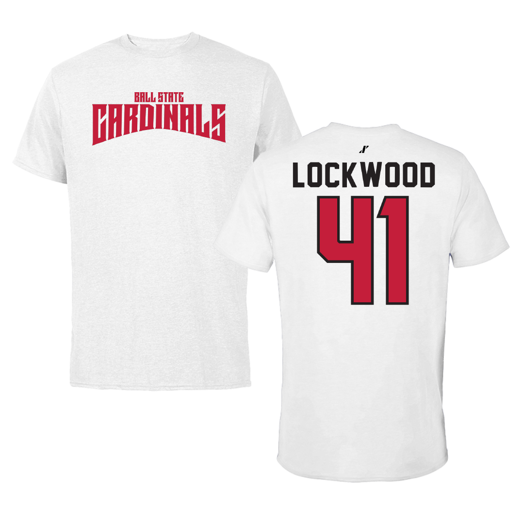 Ball State University Baseball White Classic Tee - #41 Caden Lockwood