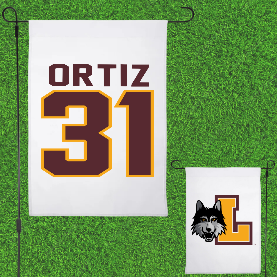 Loyola University-Chicago Soccer White Garden Flag - #31 Alex Ortiz