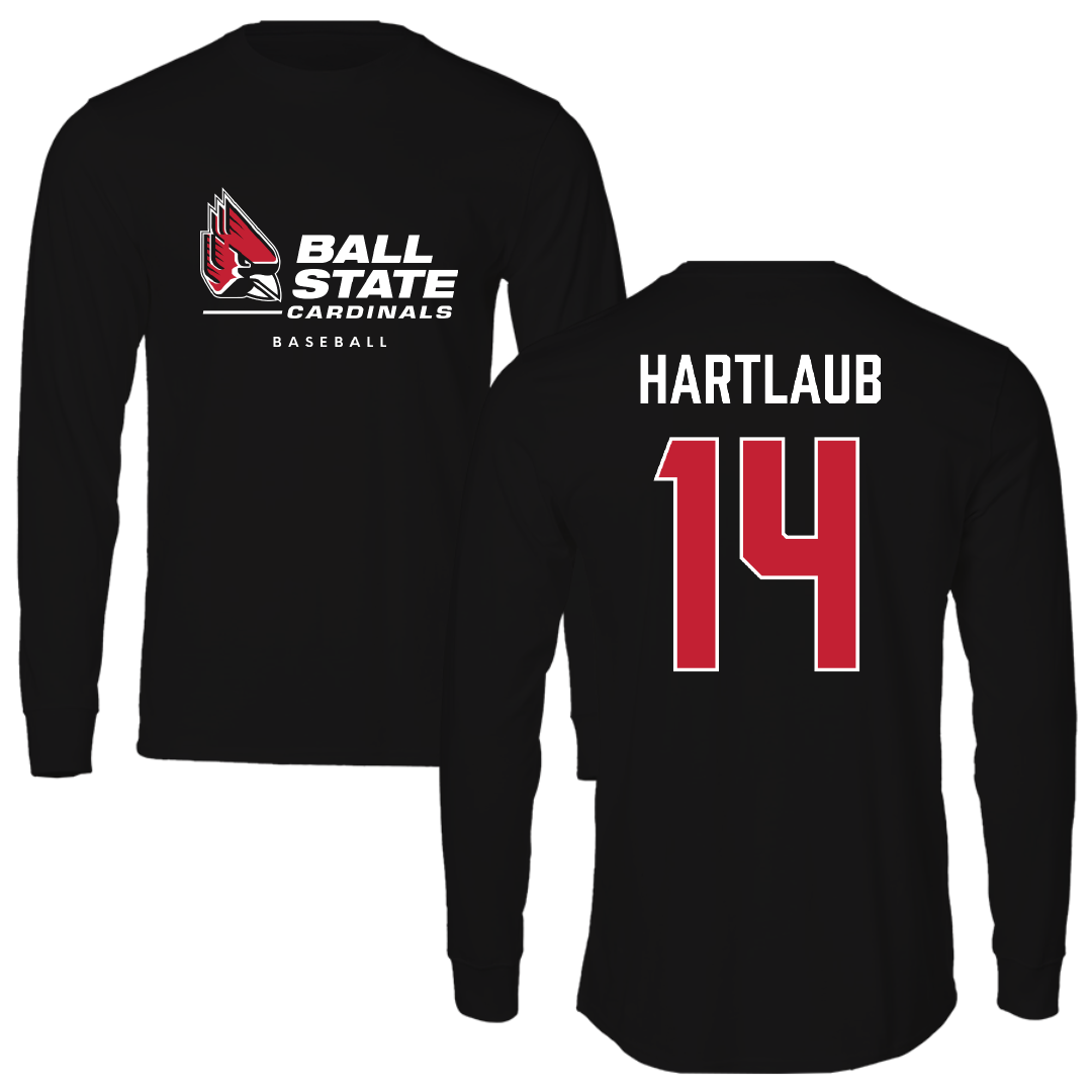 Ball State University Baseball Black Performance Long Sleeve - #14 Jacob Hartlaub