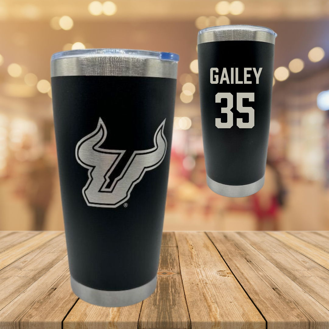 University of South Florida Baseball Black Stainless Steel Tumbler - #35 Lawson Gailey
