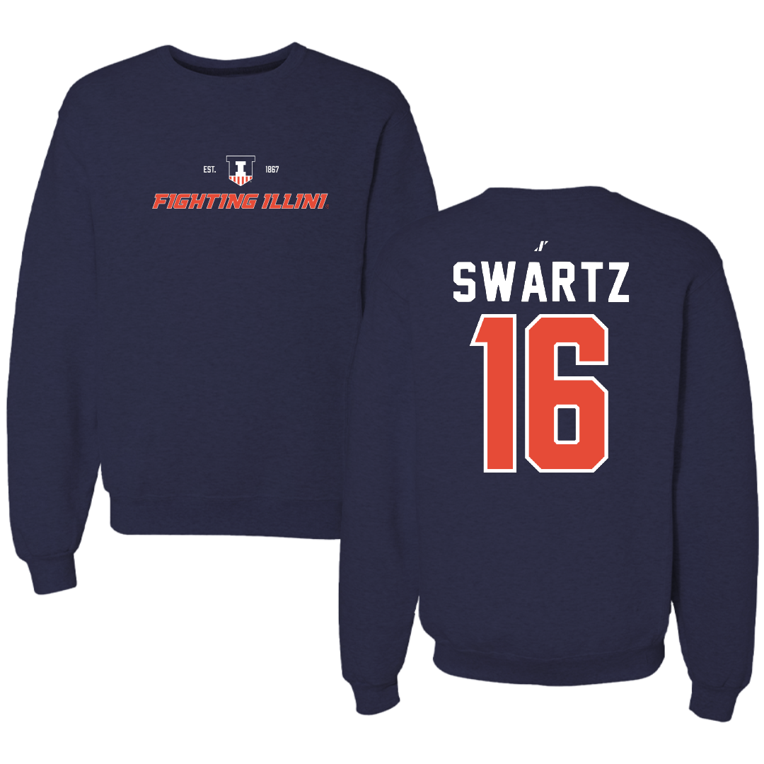 University of Illinois Baseball Navy General Crewneck - #16 Jake Swartz