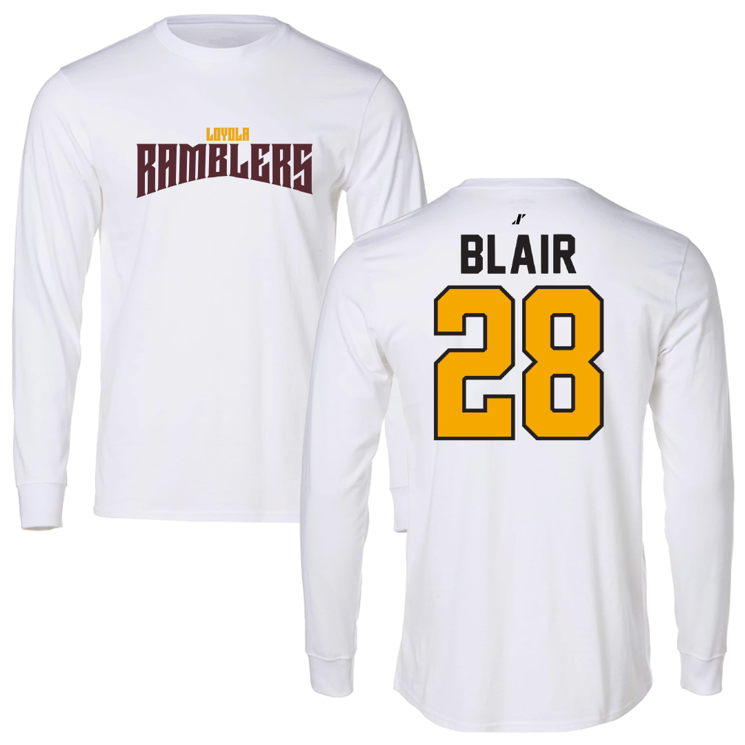 Loyola University-Chicago Soccer White Classic Performance Long Sleeve - #28 Quinten Blair