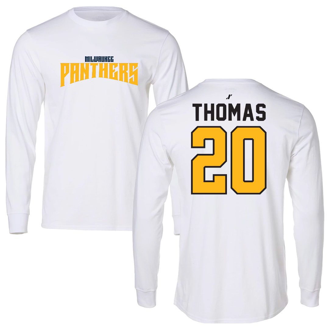 University of Wisconsin-Milwaukee Basketball White Classic Performance Long Sleeve - #20 Maurice Thomas