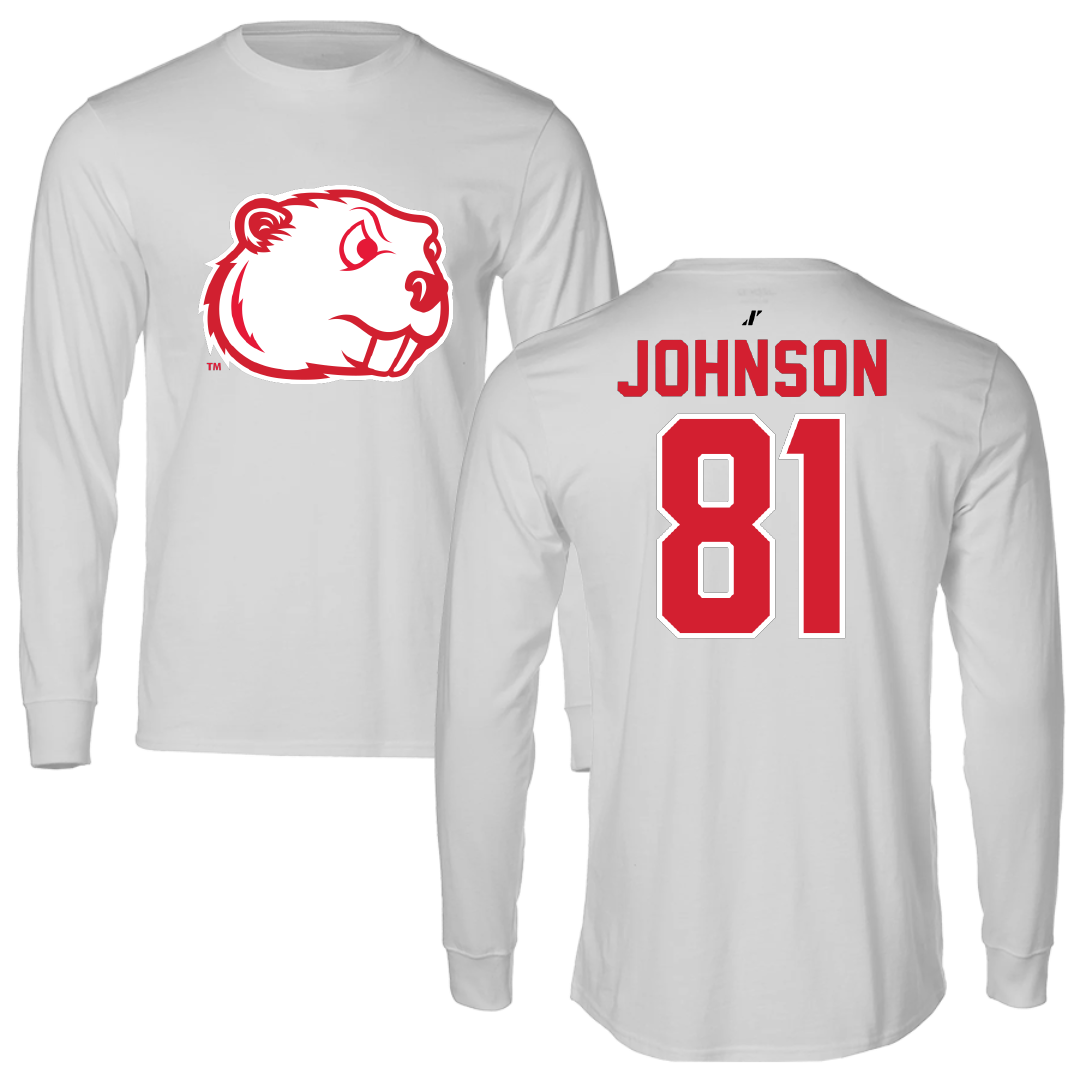 Minot State University Football Light Gray Long Sleeve - #81 Tyler Johnson