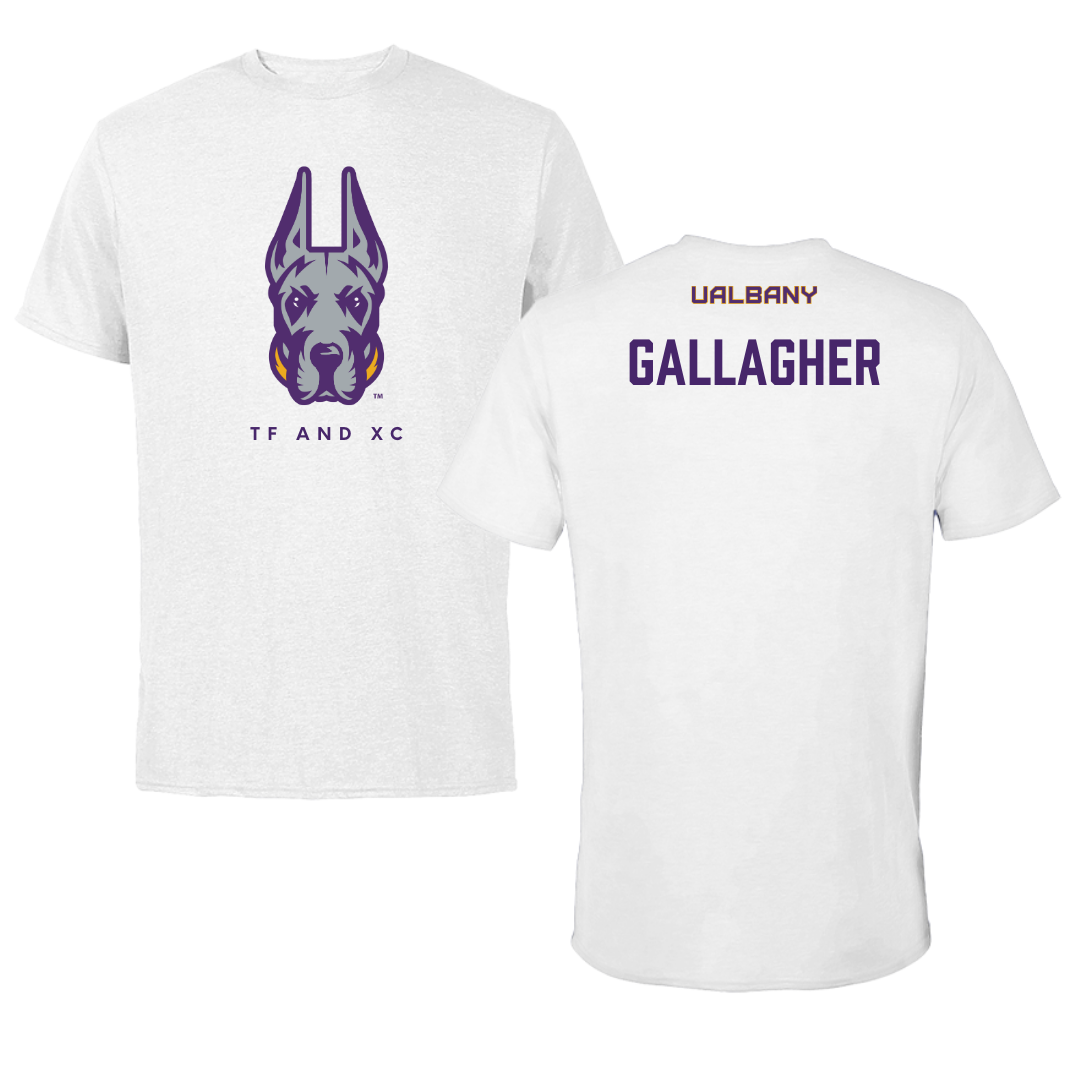 University at Albany TF and XC White Mascot Tee - Jack Gallagher