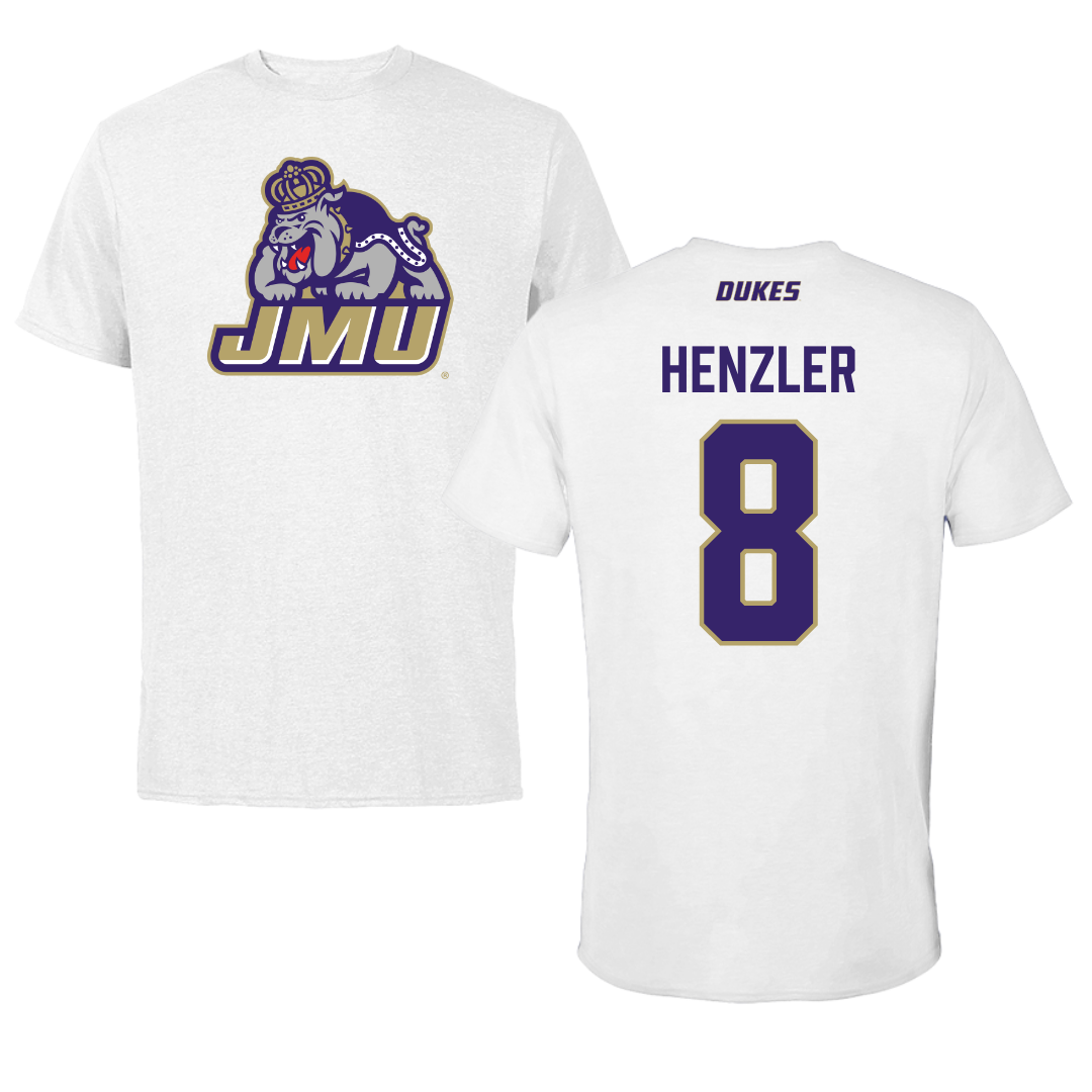 James Madison University Softball White Tee - #8 Bella Henzler