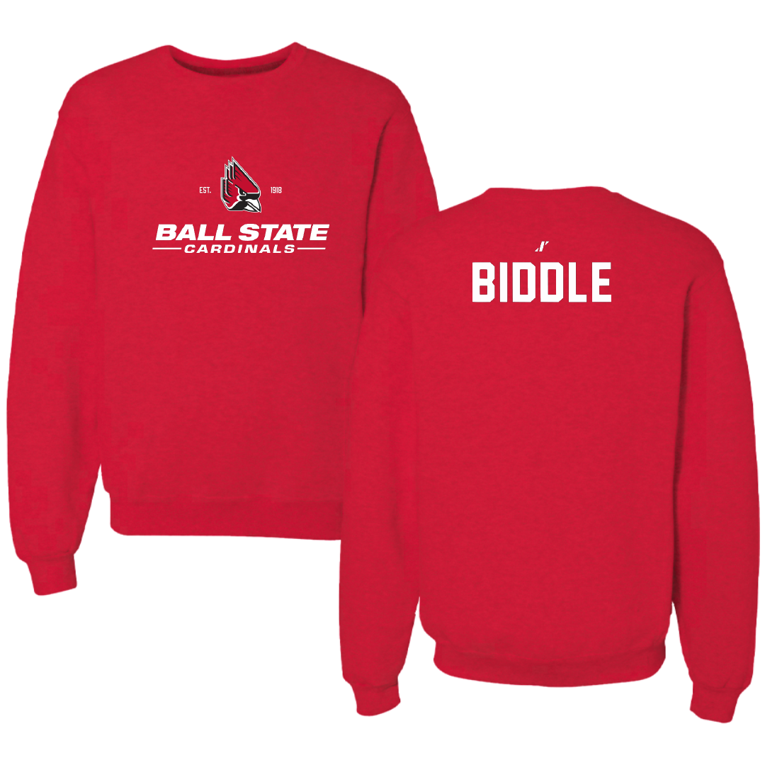 Ball State University Swimming & Diving Red General Crewneck - Aidan Biddle