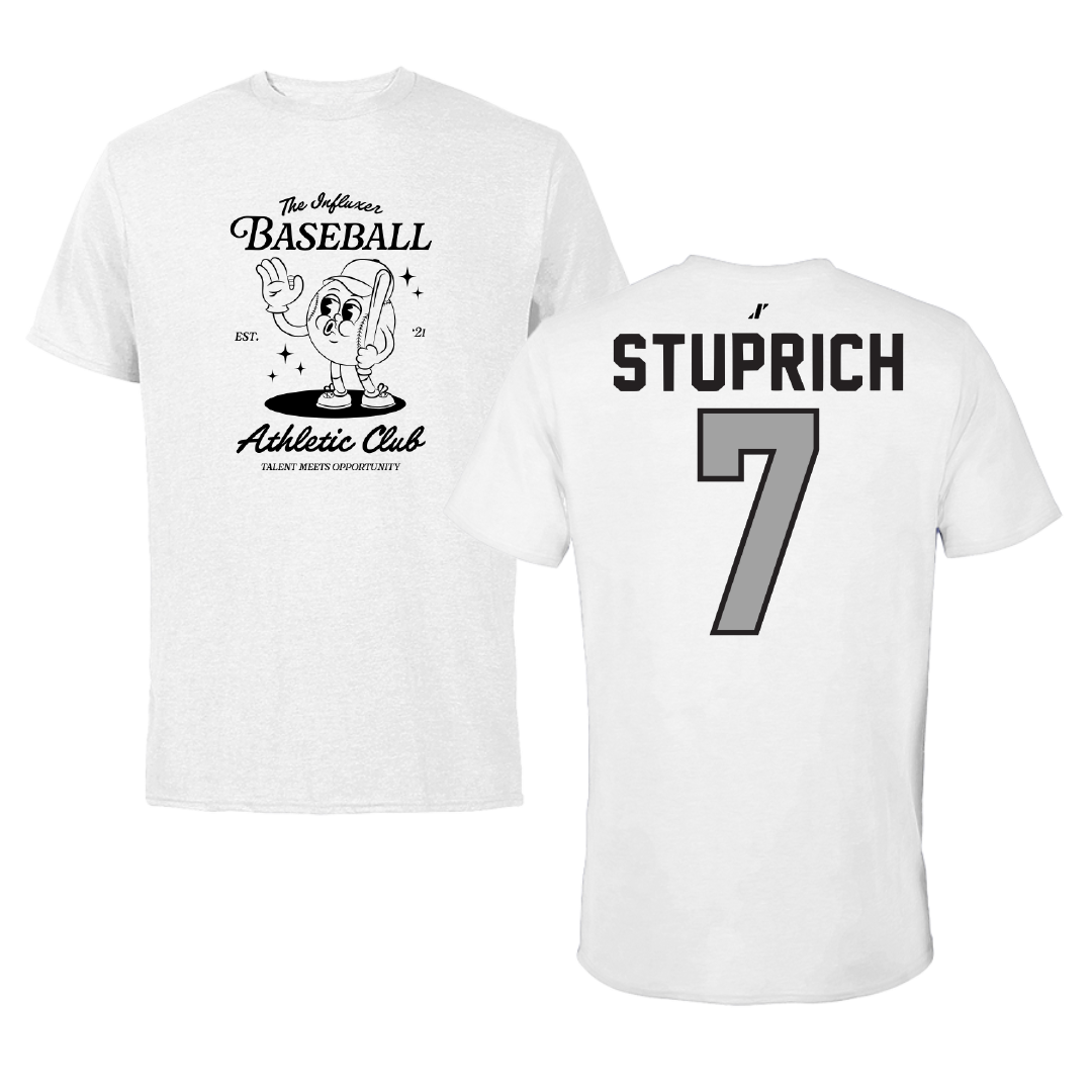 Baseball White Influxer Athletic Club Tee - #7 Brennan Stuprich