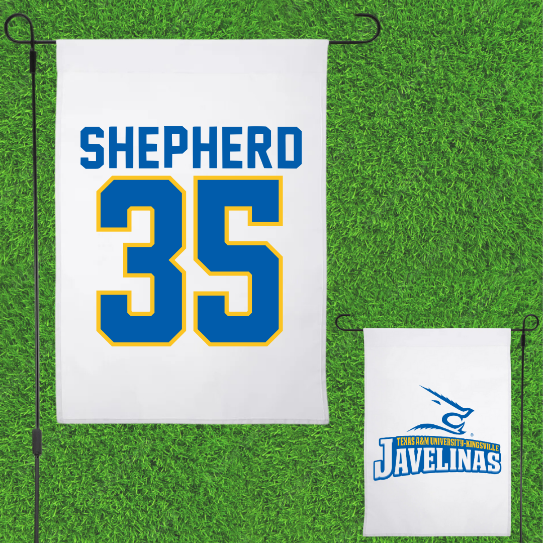 Texas A&M University-Kingsville Baseball White Garden Flag - #35 Karson Shepherd