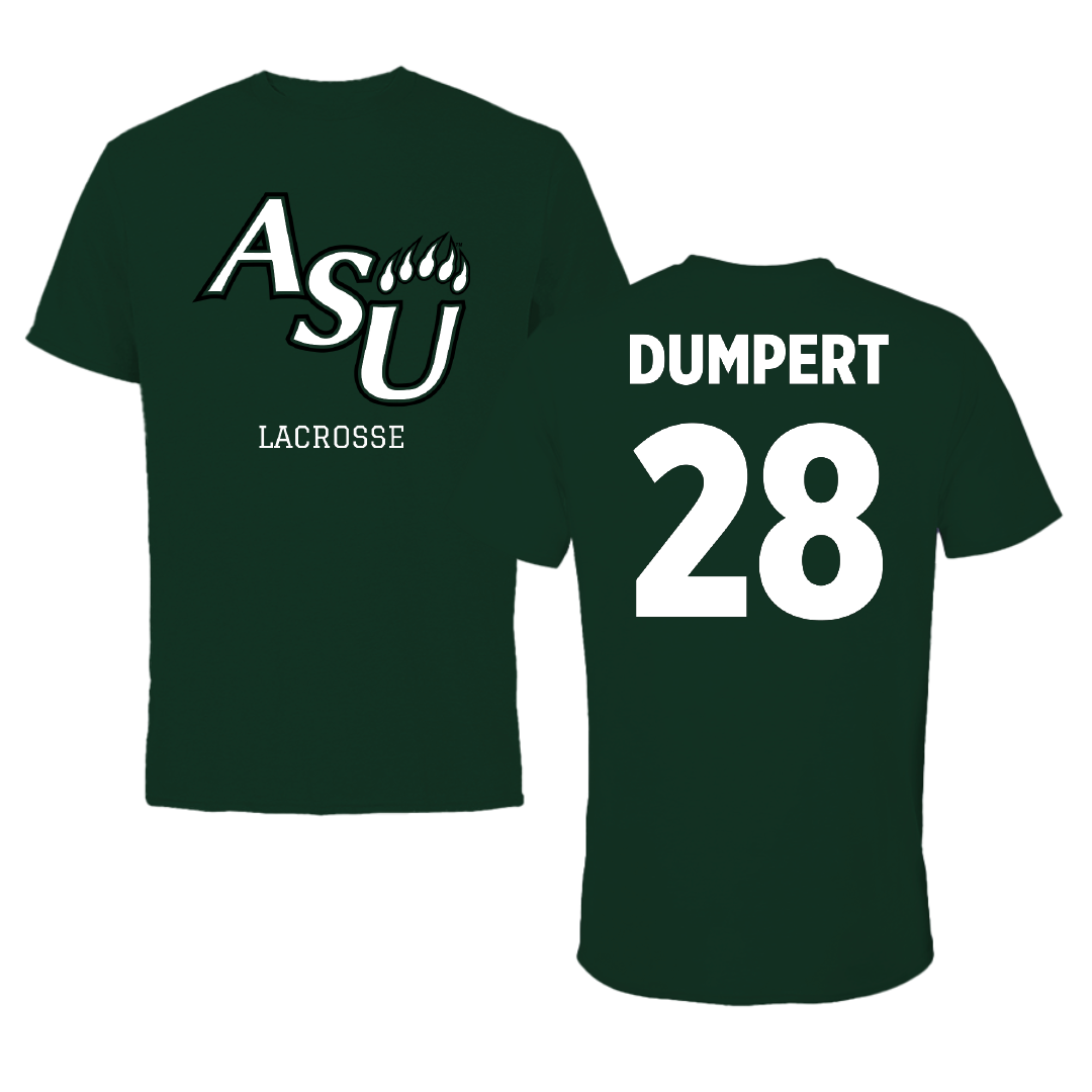 Adams State University Lacrosse Forest Green Performance Tee - #28 Devon Dumpert