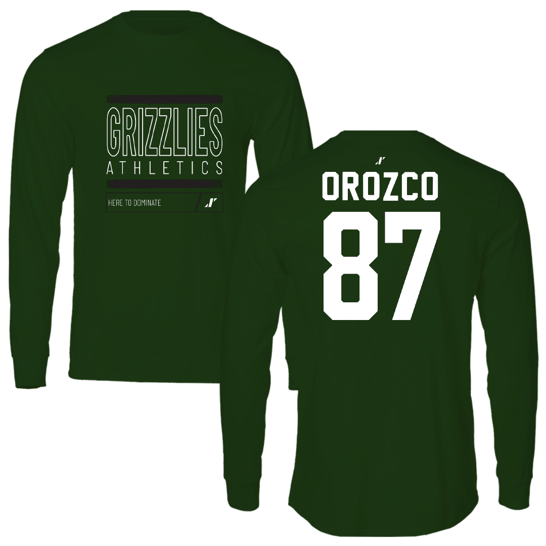 Adams State University Football Forest Green Dominate Long Sleeve - #87 Damien Orozco