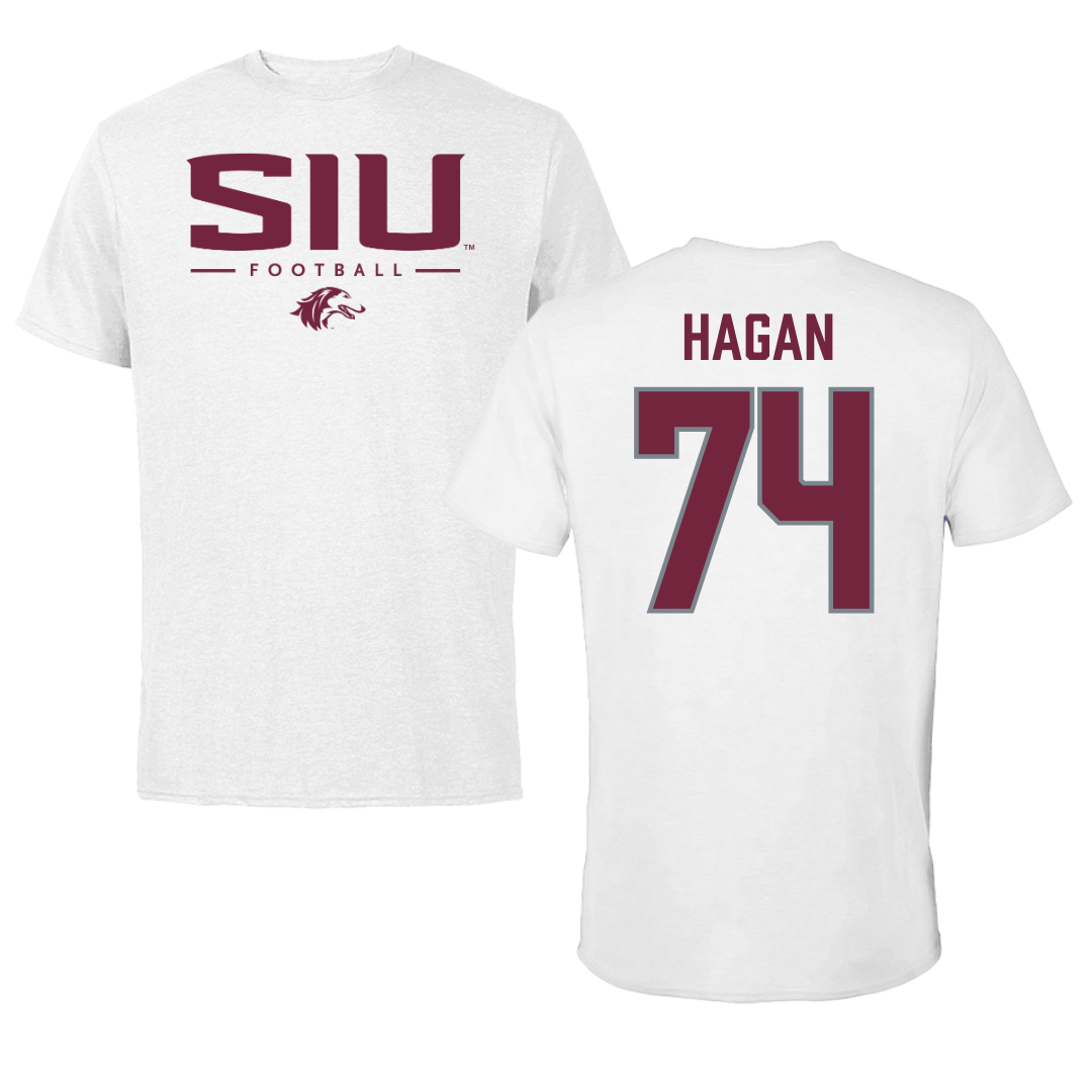 Southern Illinois University at Carbondale Football White Performance Tee - #74 Harris Hagan