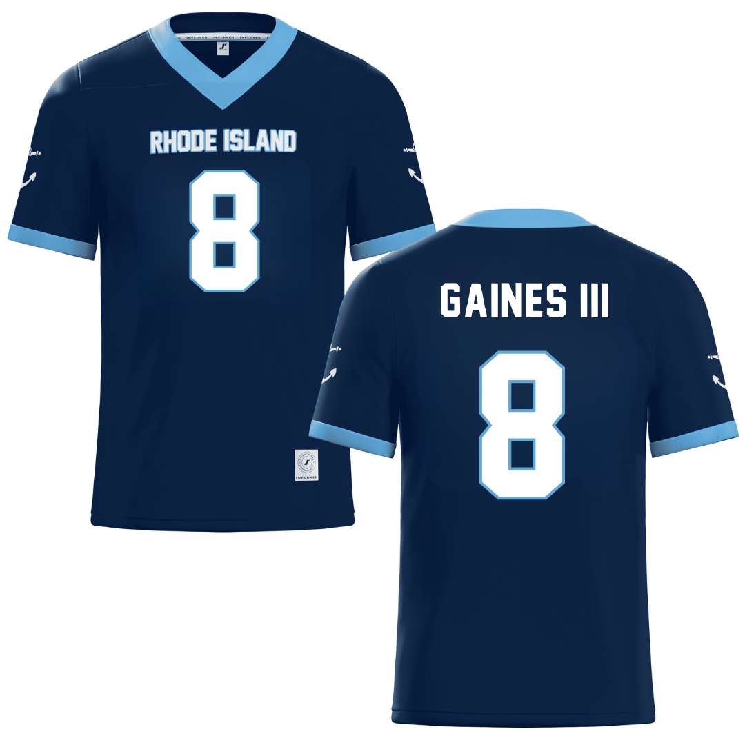 University of Rhode Island Navy Football Jersey - #8 Greg Gaines III