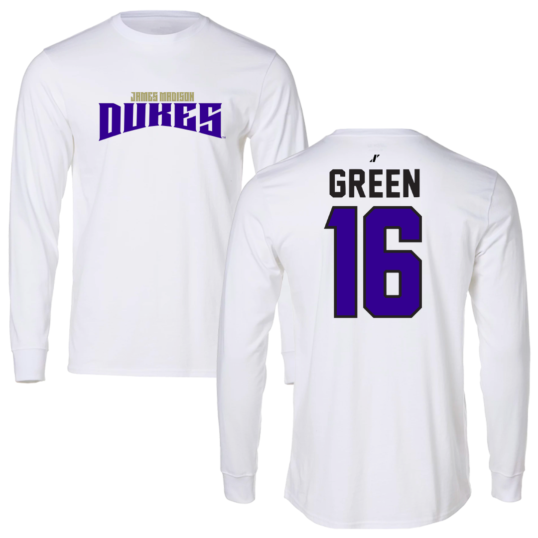 James Madison University Football White Classic Long Sleeve - #16 Desmond Green