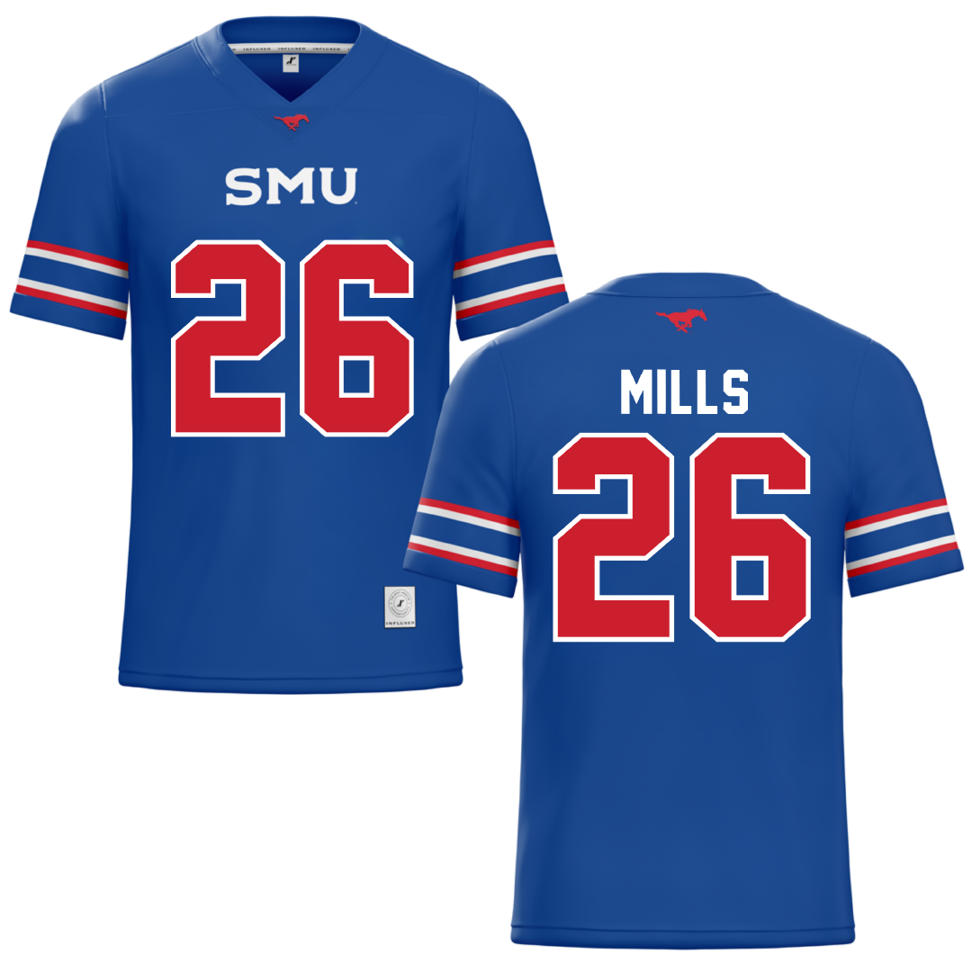 Southern Methodist University Blue Football Jersey - #26 Keyshon Mills